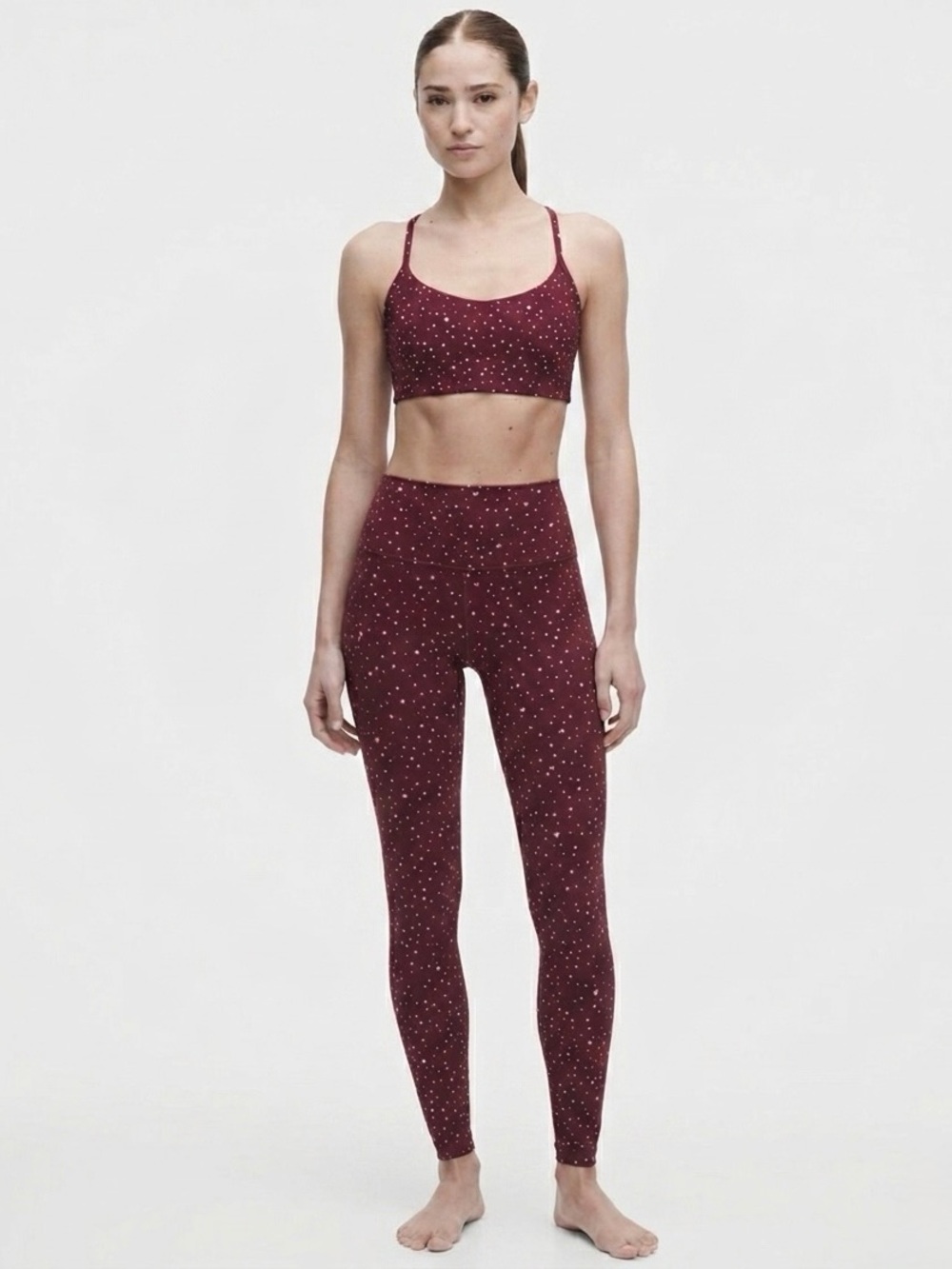 Lululemon Align No Line High-Rise Legging 25” & Flow Y Bra Set Heart Scatter